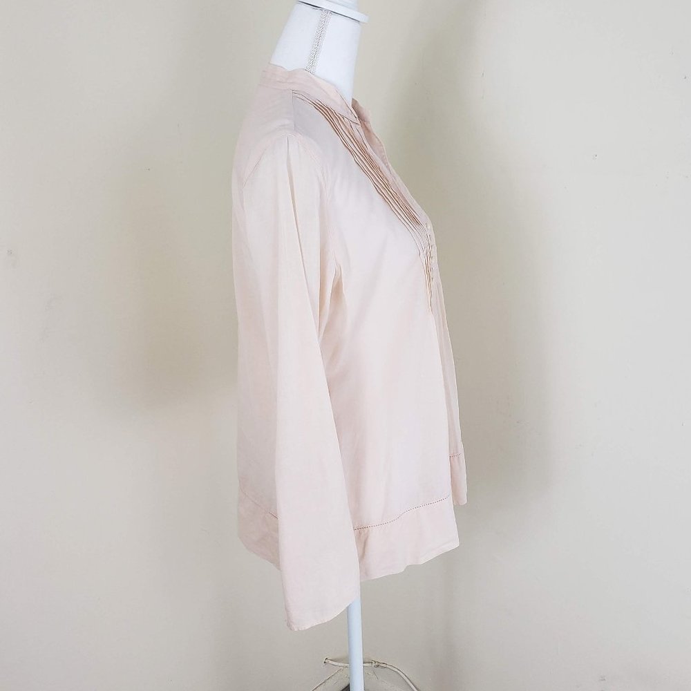 J.Jill Pleated Sheer Pintuck Top Blush Pink Small - Picture 3 of 9